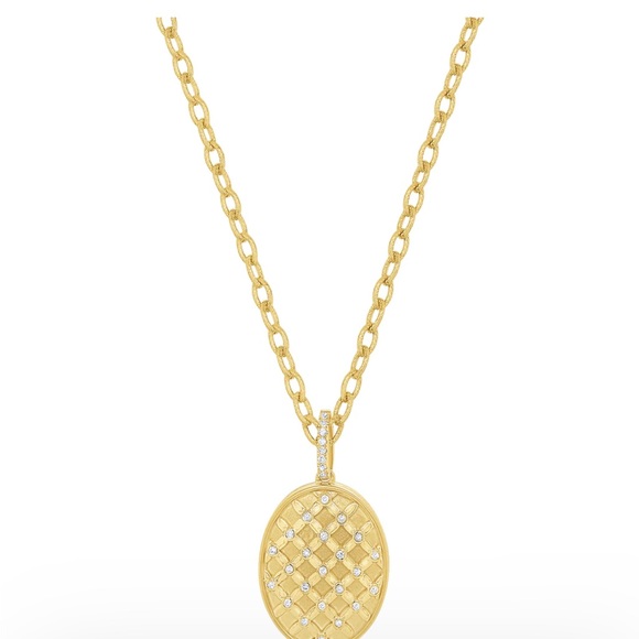 KC Designs 14K Diamond Oval Lattice Locket Necklace - Picture 2 of 7